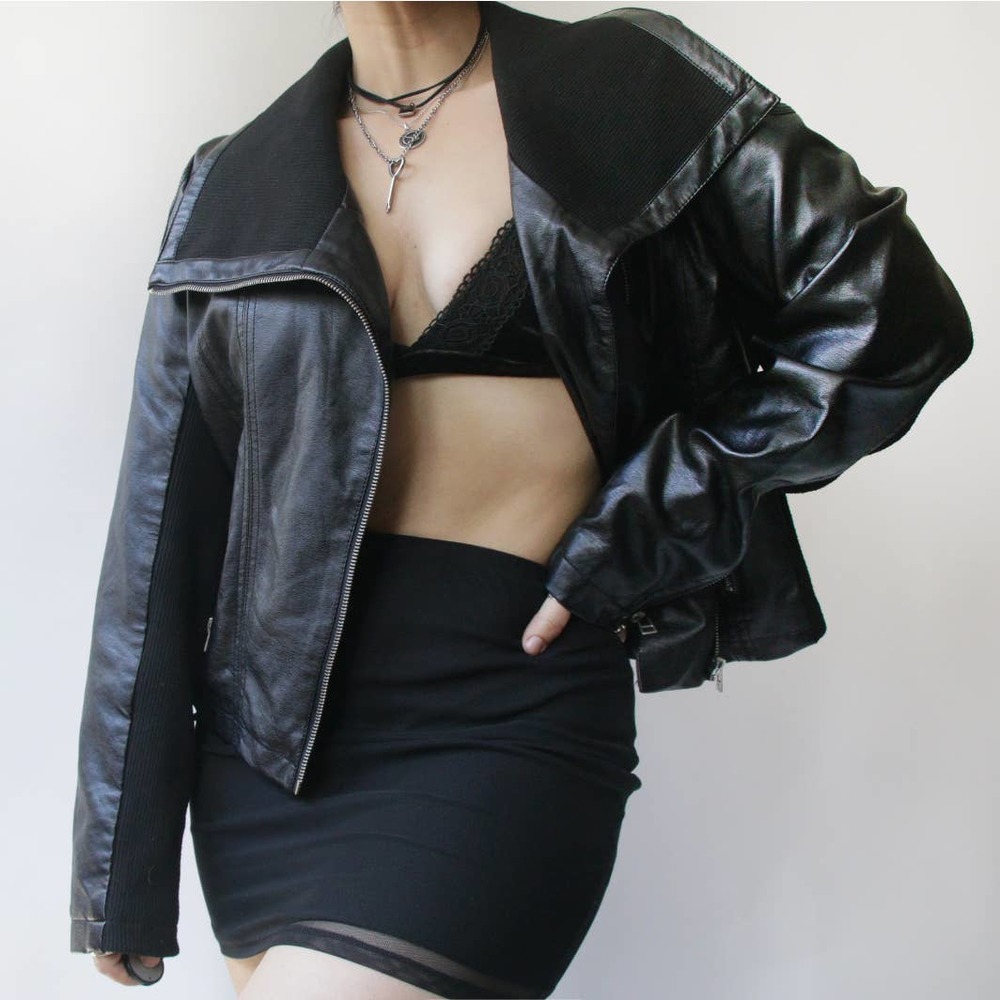 FAUX LEATHER MOTO STYLE JACKET